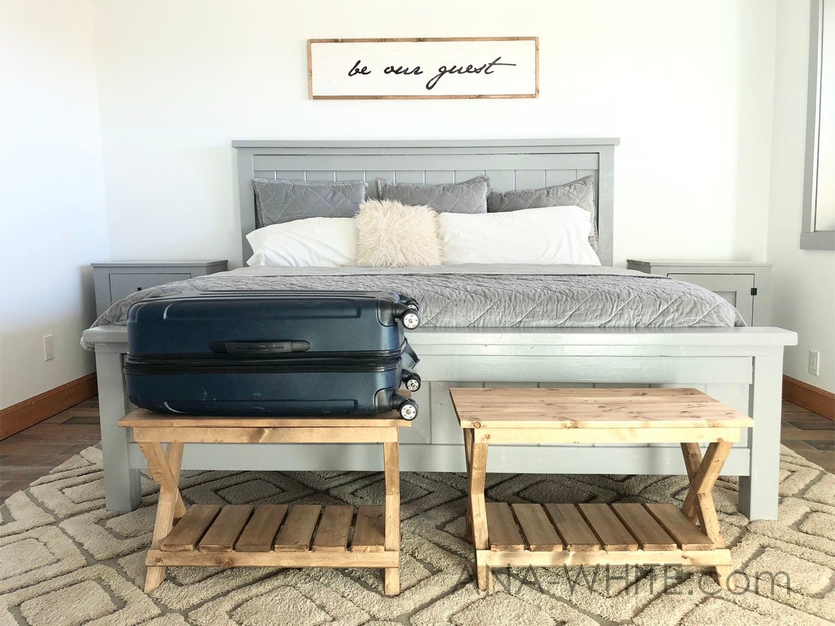 Ana White Upgraded Luggage Rack or Suitcase Stand Benches DIY Projects